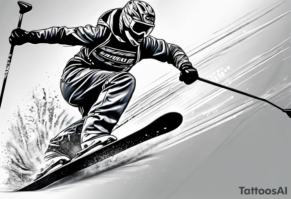 Skier in motion, fine line, more abstract tattoo idea