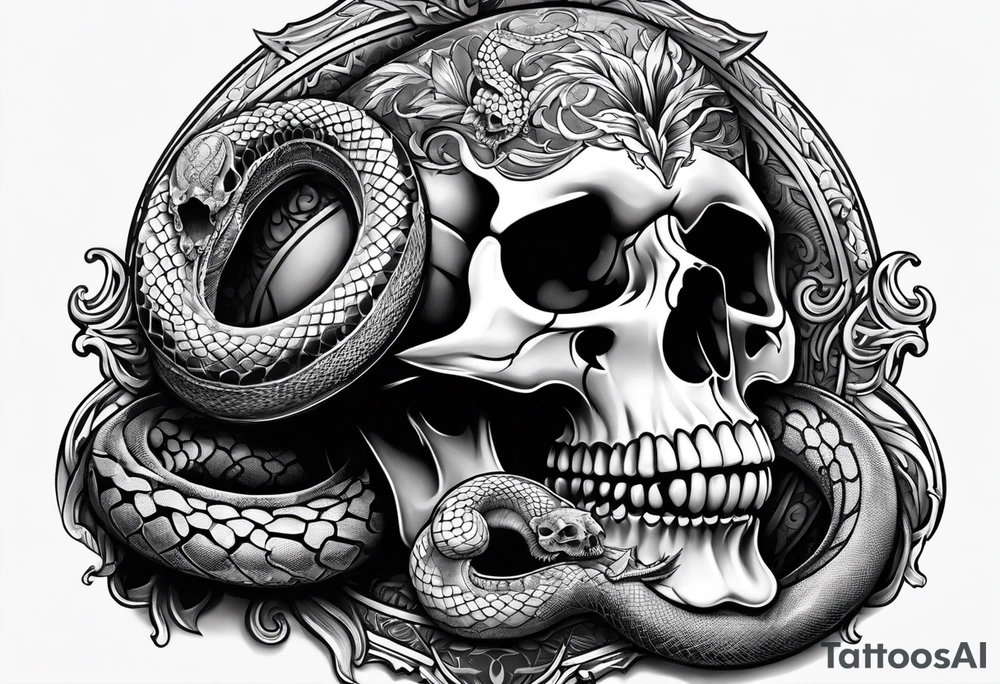 skull with snake tattoo idea