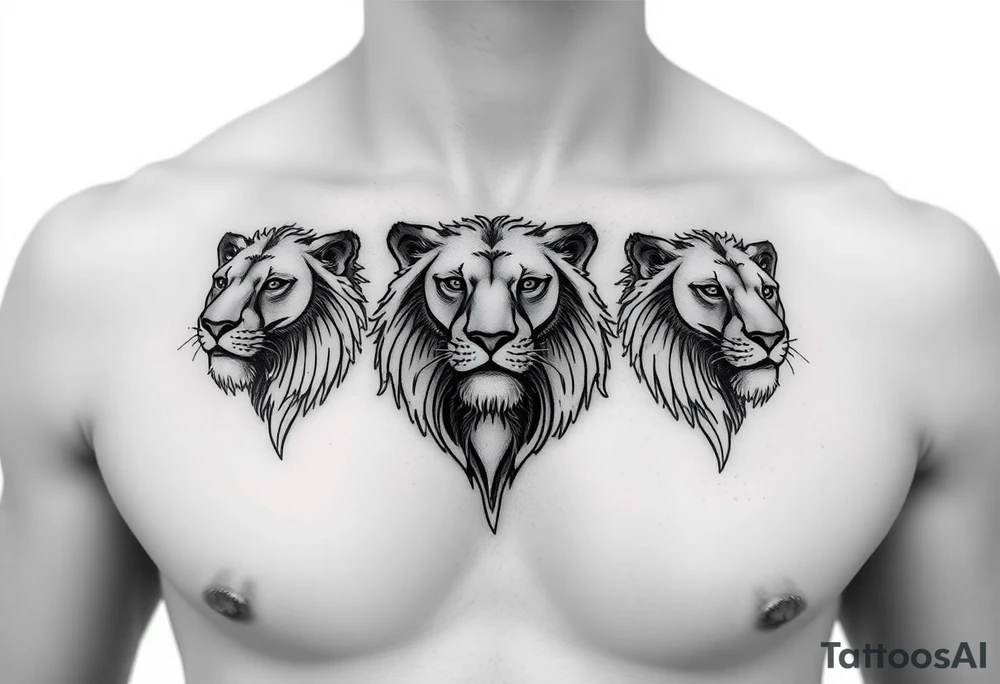 3lions on the chest tattoo idea