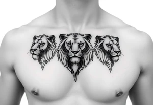 3lions on the chest tattoo idea