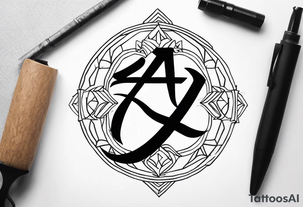 the letters A R in the middle of a ninja headband tattoo idea