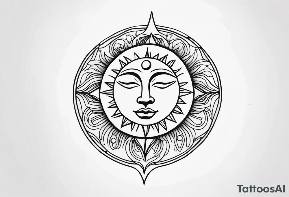 Sun and moon small tattoo idea