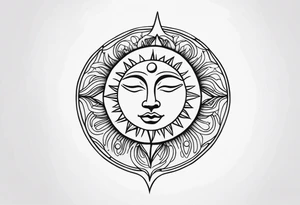 Sun and moon small tattoo idea