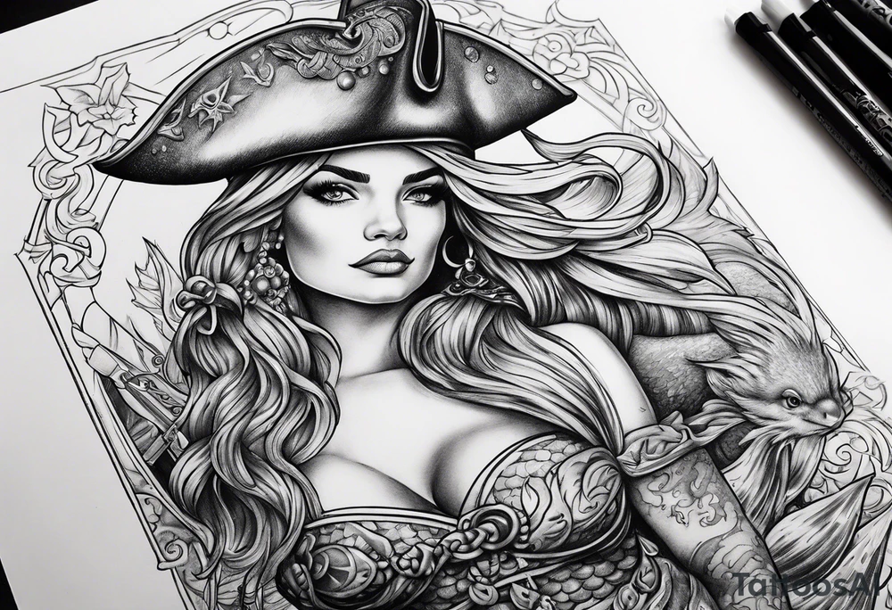 pirate mermaid tattoo idea