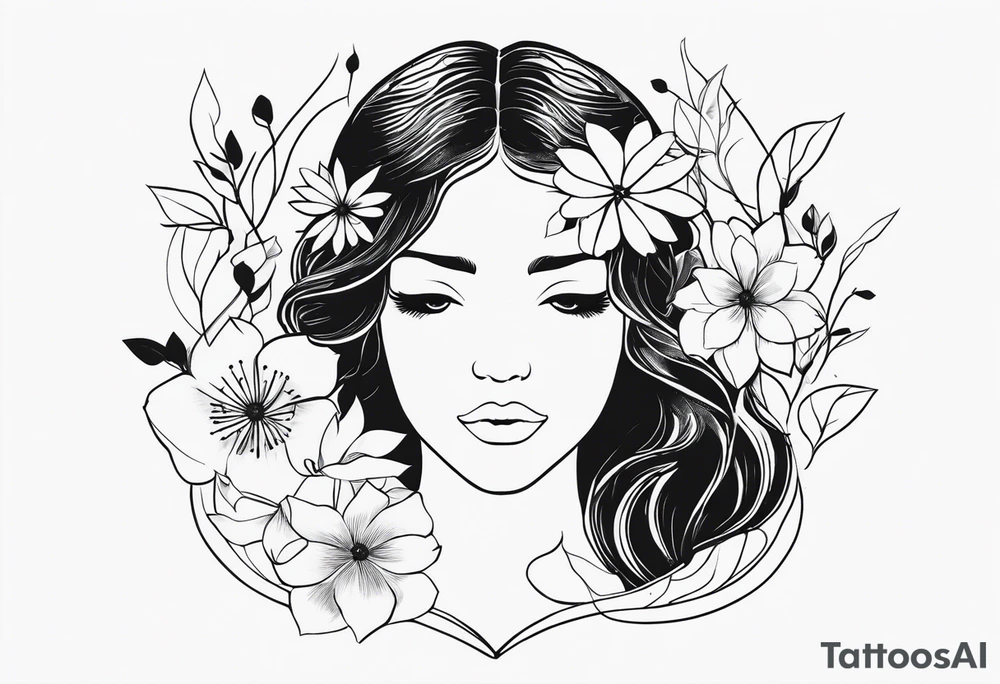 virgo, flowers, dainty, harmony, feminine, minimalist, fine line tattoo idea