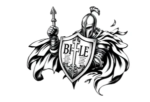 A knight with a bible on his shield tattoo idea tattoo idea