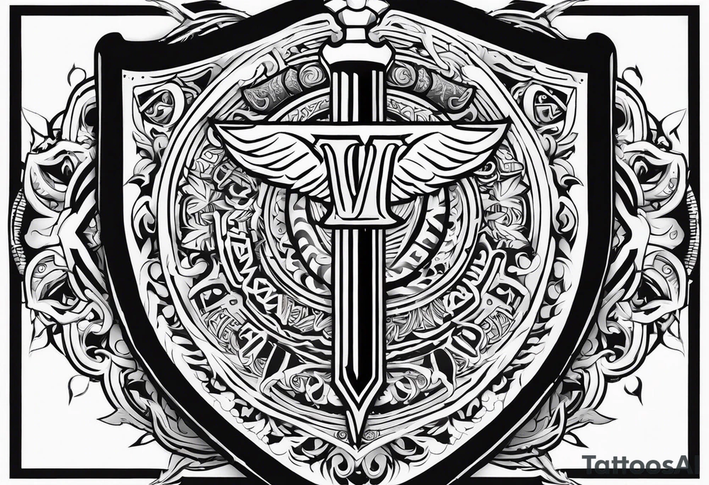 Valhalla sword shield heaven tattoo idea