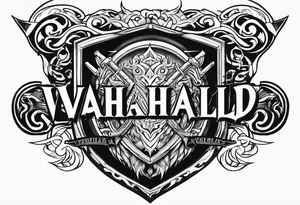 Valhalla mist fire sword shield tattoo idea