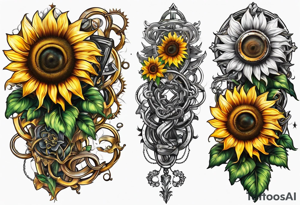 Sunflower chain tattoo idea