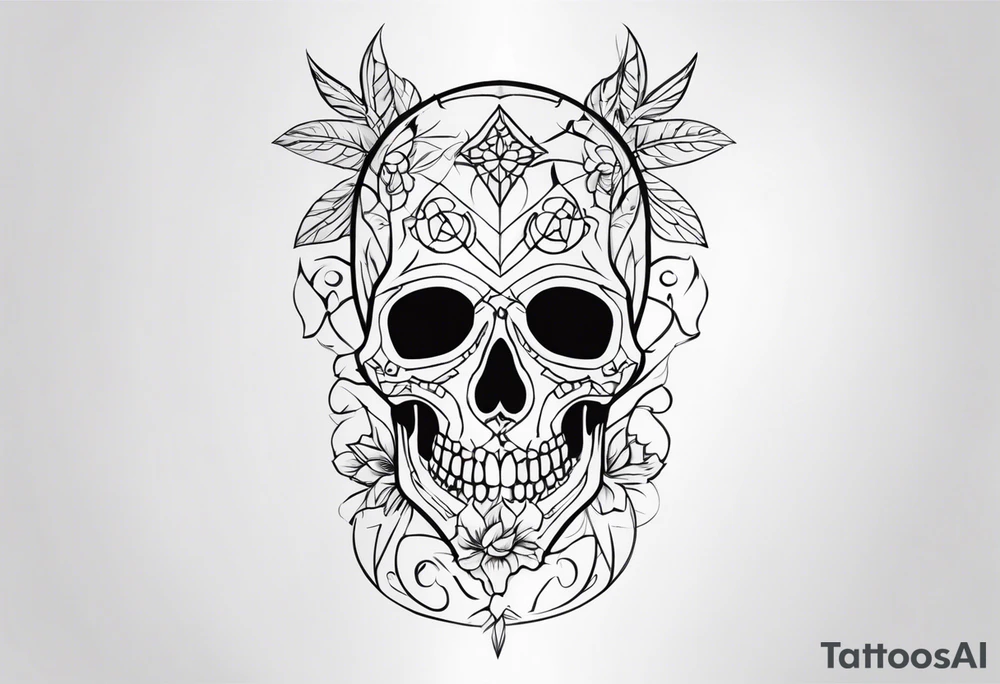 black and white skeleton tattoo idea