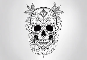 black and white skeleton tattoo idea
