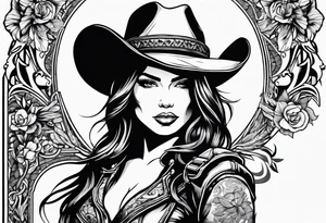 Sexy cowgirl with gun tattoo idea