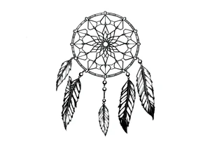 dreamcatcher, with feathers, authentic, skinny tattoo idea
