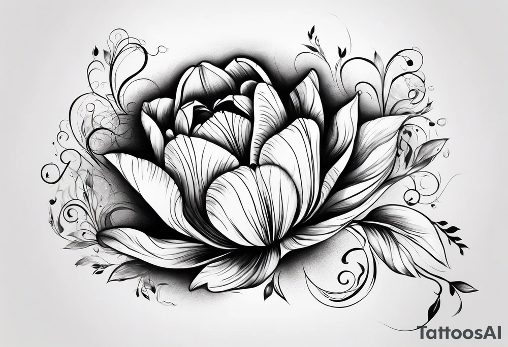 Tulip flower with
 music note on the step tattoo idea