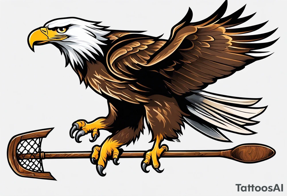 eagle flying with an oar tattoo idea