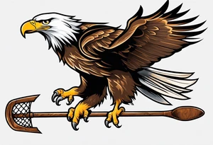 eagle flying with an oar tattoo idea