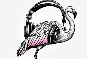 flamingo with a headphone tattoo idea