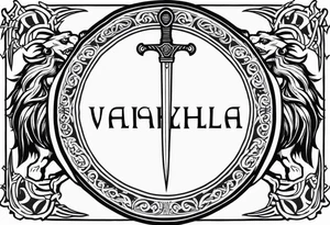 Valhalla shield sword lion dragon tattoo idea