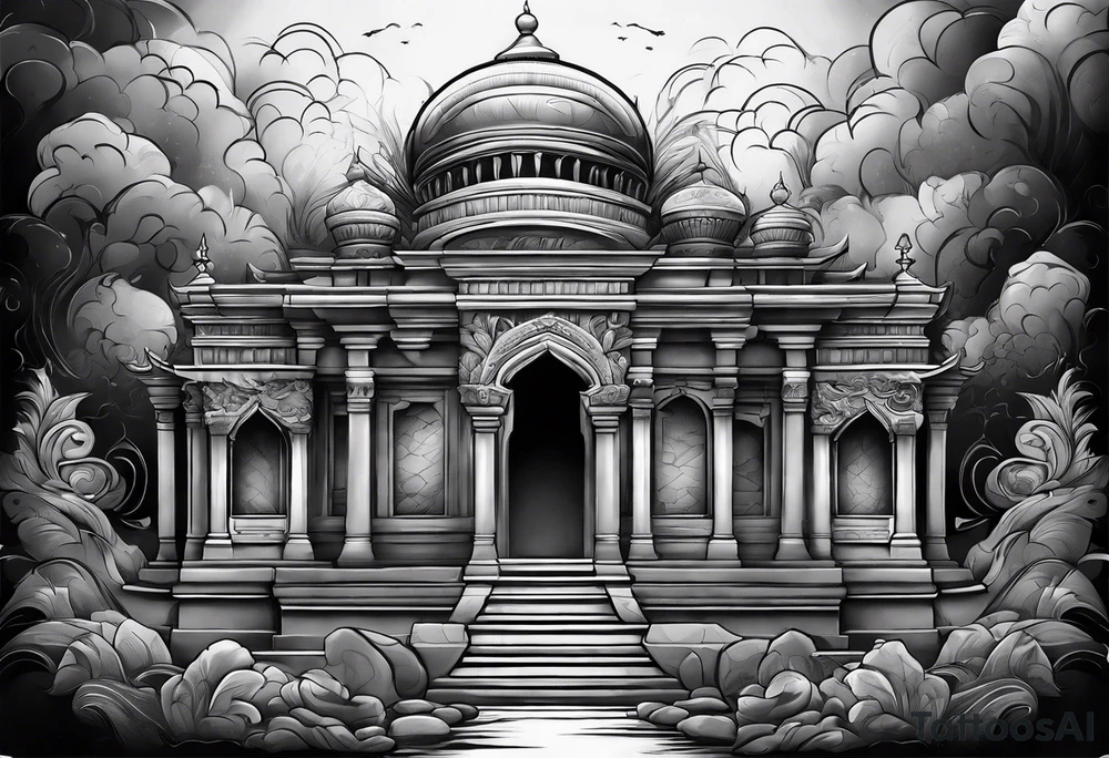 Tomb with smoke tattoo idea
