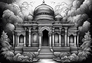 Tomb with smoke tattoo idea
