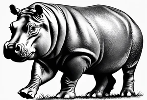 Baby hippopotamus tattoo idea