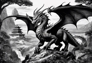 War scene, ancient times with dragons tattoo idea