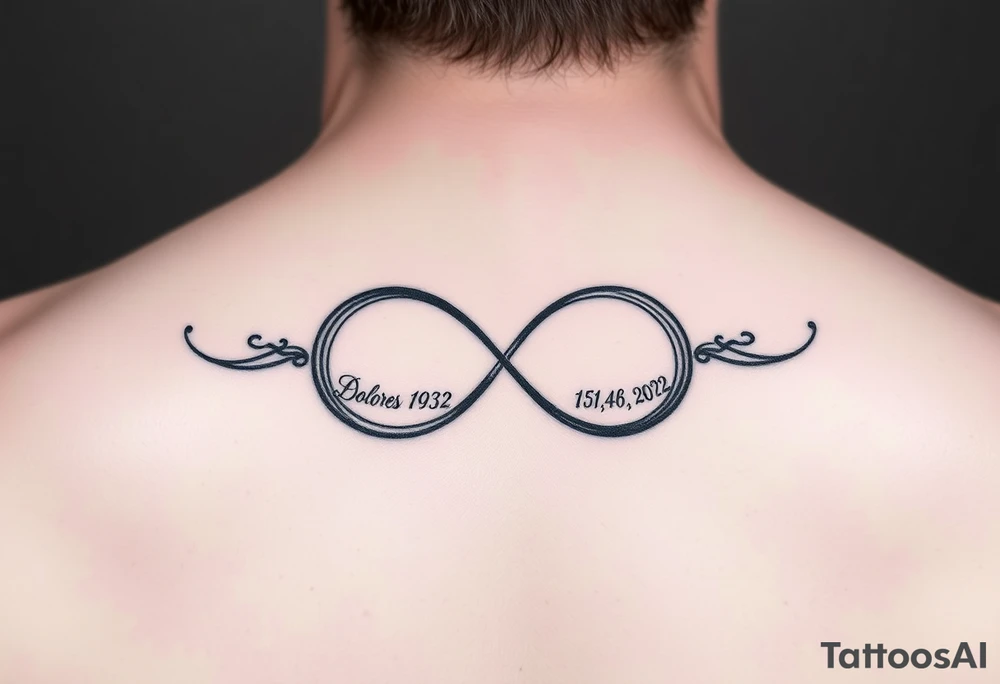 an infinity symbol with
Dolores 08.30.1932 – 01.30.2022
Audrey 07.18.1935 – 08.21.2022 tattoo idea