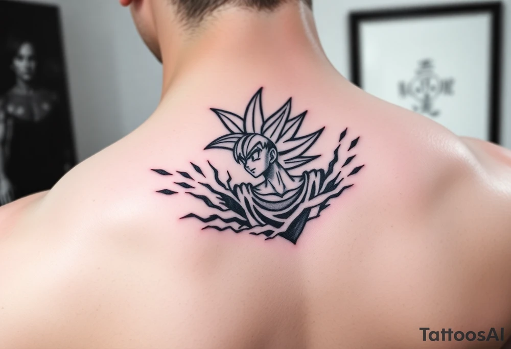 legendary dragonball z scene with energy aura and power effects tattoo idea