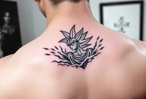 legendary dragonball z scene with energy aura and power effects tattoo idea