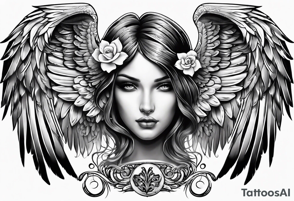 Angel Wings with the word Glenn in between tattoo idea Angel Wings with the word Glenn in between tattoo idea