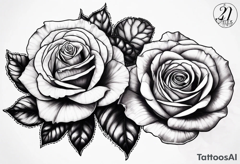 2 violets and 1 rose tattoo idea