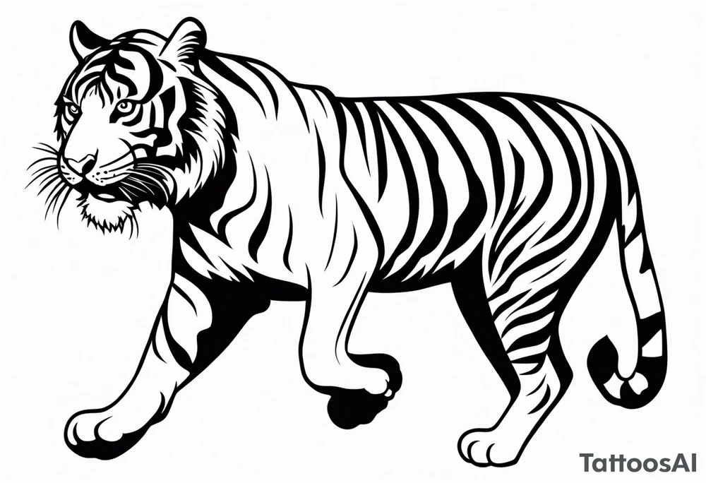 Tiger walking tattoo idea