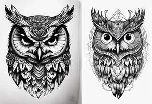 An owl with Dead head moth wings tattoo idea