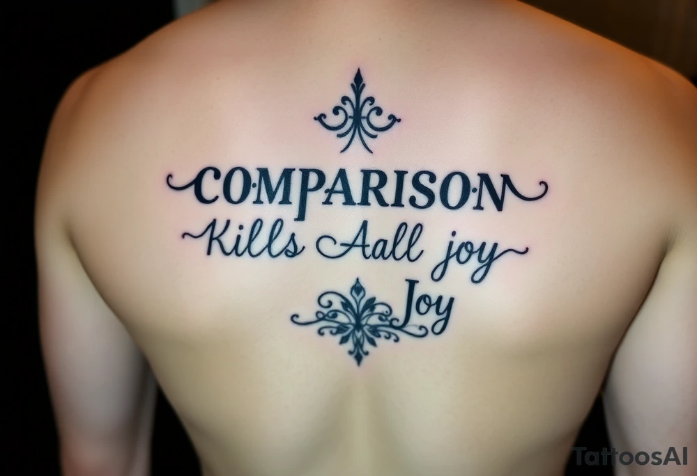 The quote Comparison Kills All Joy and then a design or something symbolic that relates to the quote tattoo idea