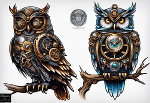 Steampunk owl tattoo idea