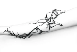Big bad wolf running behind little red riding hood tattoo idea