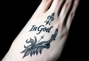 "In God's Hand" dope background tattoo idea