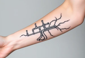 System of pipes that transitions and transforms at the end into thick, widespread 
veins of forearm tattoo idea