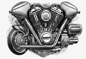 Motorcycle engine and heart combined tattoo idea