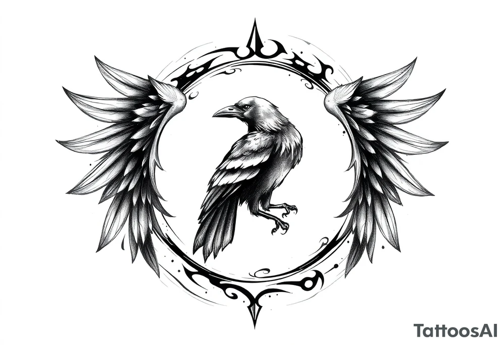 a circular crow tattoo tattoo idea