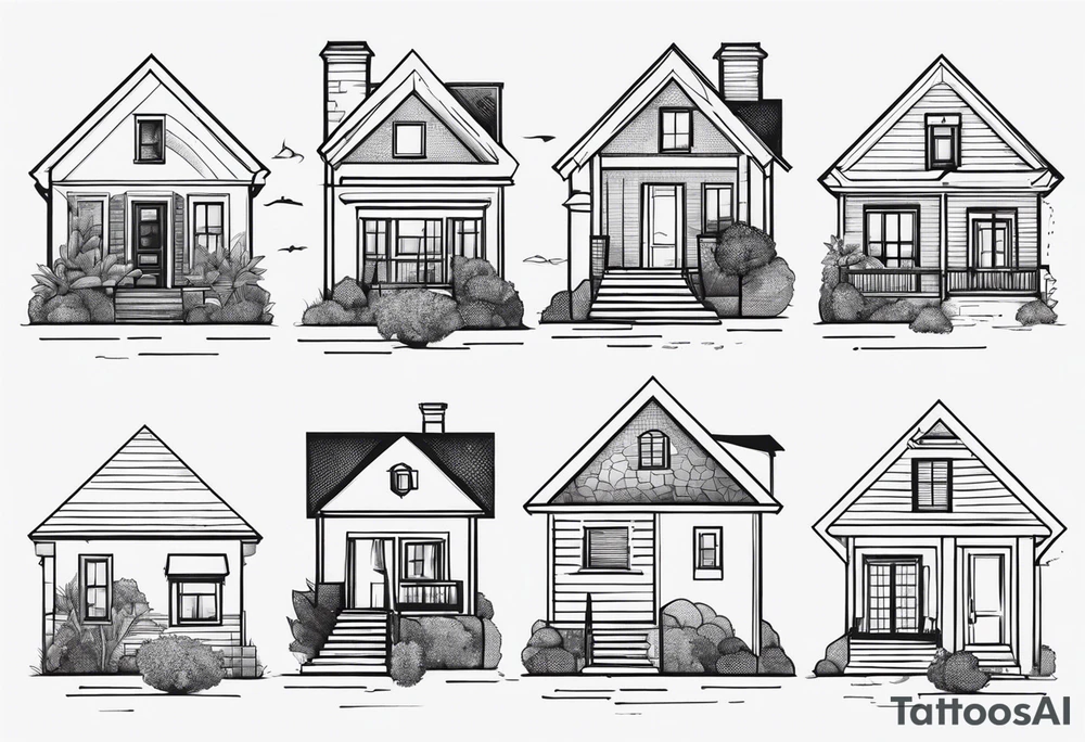 Person outline made out of homes tattoo idea