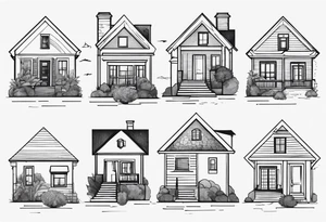 Person outline made out of homes tattoo idea