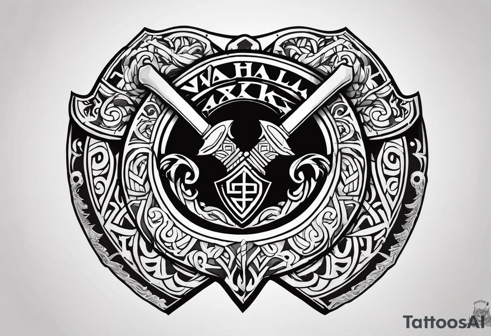 Valhalla round shield 
 axe berserker tattoo idea