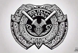 Valhalla round shield 
 axe berserker tattoo idea