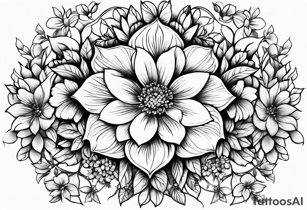 ornaments of flowers tattoo idea
