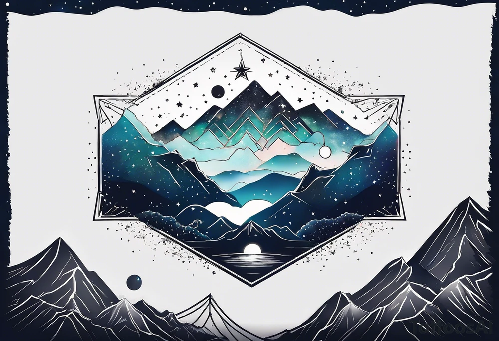Constellation over mountains with stars tattoo idea