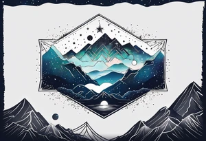 Constellation over mountains with stars tattoo idea