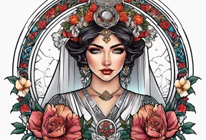 tarot justice woman flowers tattoo idea