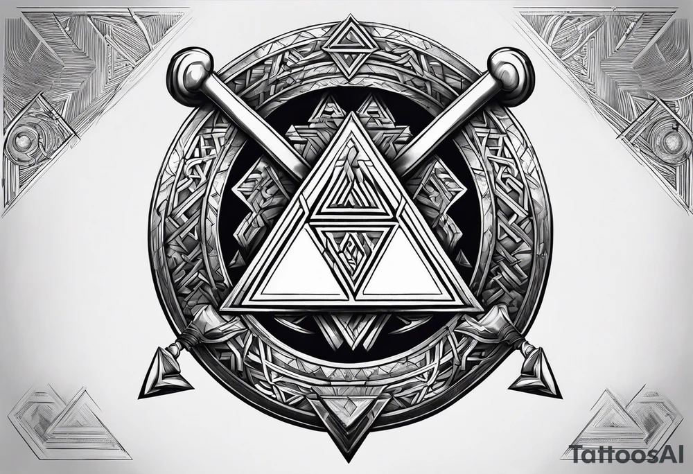 Valhalla shield valknut axe steps tattoo idea
