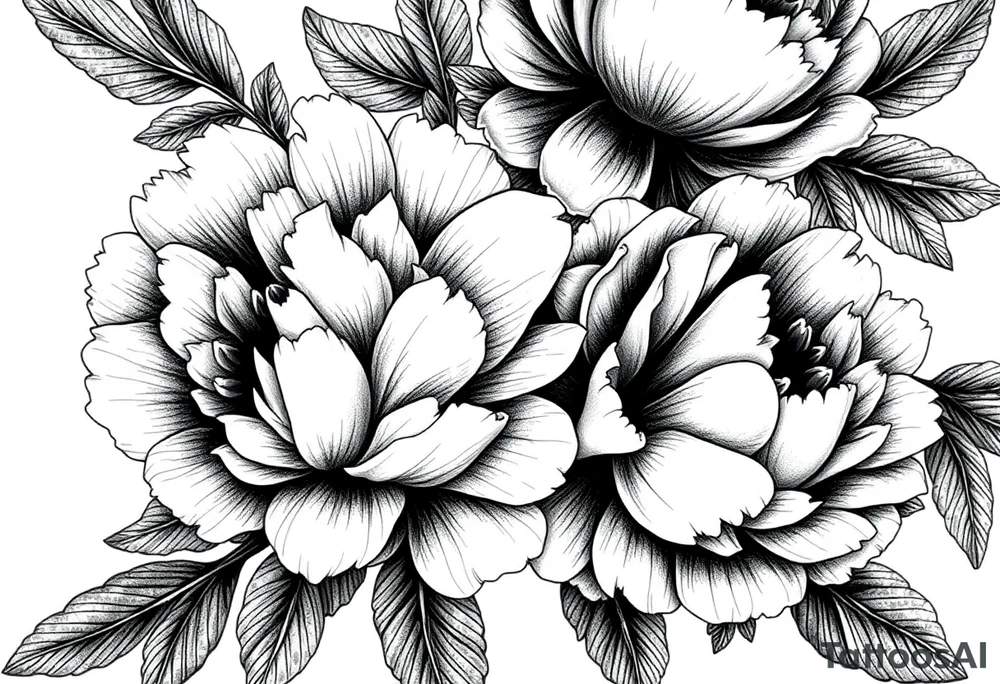 ornaments of peonies tattoo idea